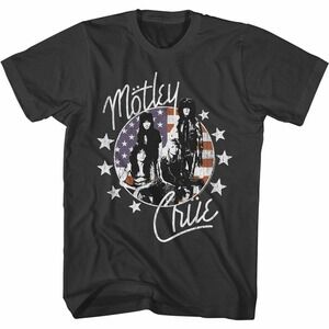 Motley Crue American Flag And Stars Smoke Adult T-Shirt